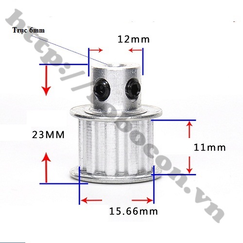 Pulley Bánh Răng Nhôm 10XL6 10 Răng-XL-6mm